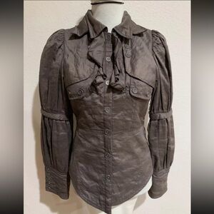 FUMBLIN FOE London Womens S Victorian Style Metallic Jacket Blazer Button Ruffle